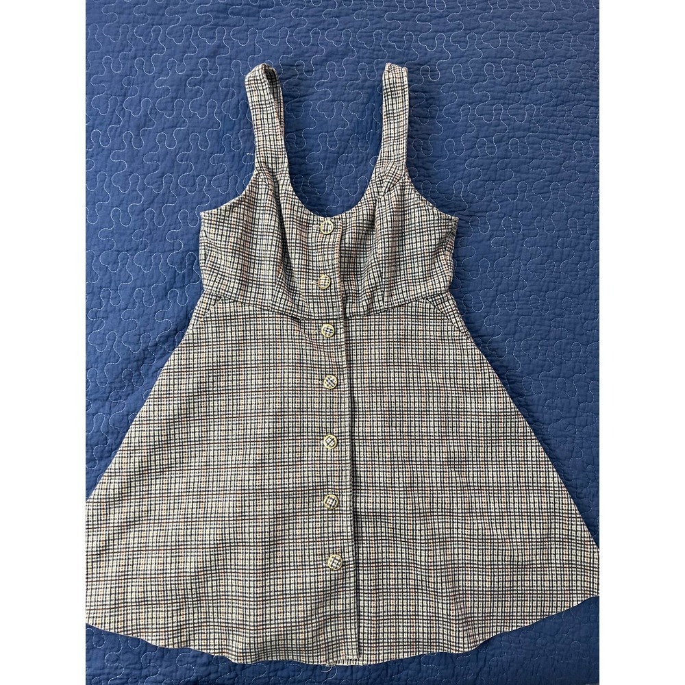 Zara Cream Brown and Orange Button Up Suede Like Dress Sz S EUC​​